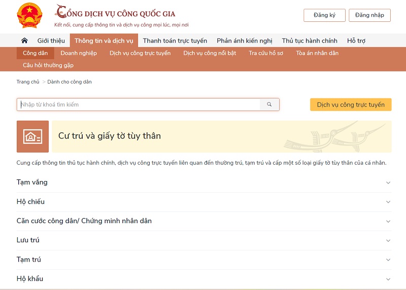 Cổng Dịch vụ - Kubet công quốc gia nơi đăng ký cư trú trực tuyến