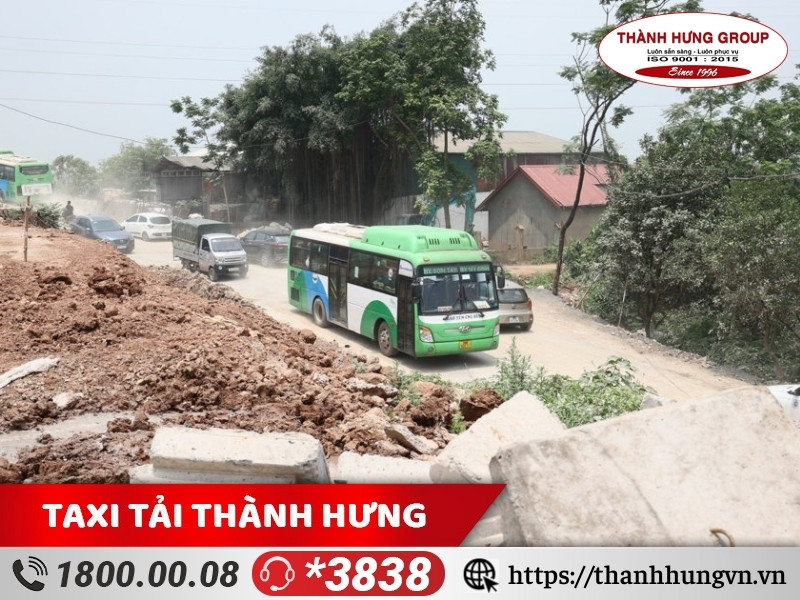 Đường tỉnh 421 đang thi công tại huyện Phúc Thọ.