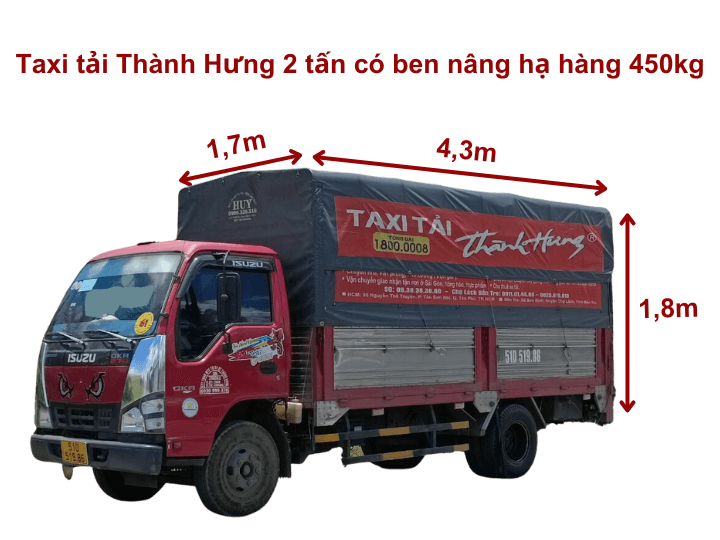 Giá xe tải Ku casino 2 tấn có ben nâng hạ kích thước 4,3m x 1,7m x 1,8m